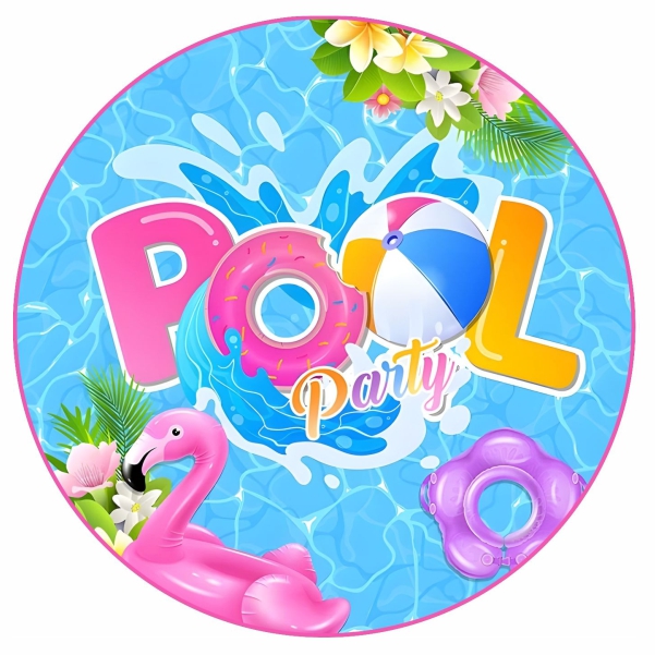 Painel Tecido Redondo pool Party 2